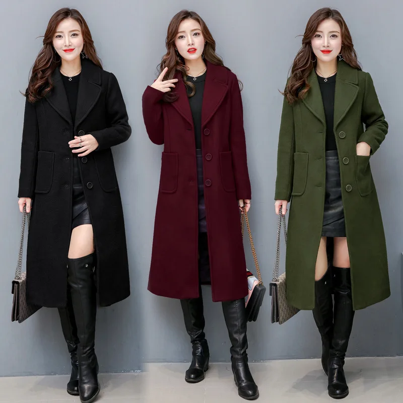 Winter Elegant Slim Wool Overcoat Women New Long Sleeves Woolen Jackets 2020 New Large Size Female Long Thick Warm Woolen Coats
Winter Elegant Slim Wool Overcoat Women New Long Sleeves Woolen Jackets 2020 New Large Size Female Long Thick Warm Woolen Coats