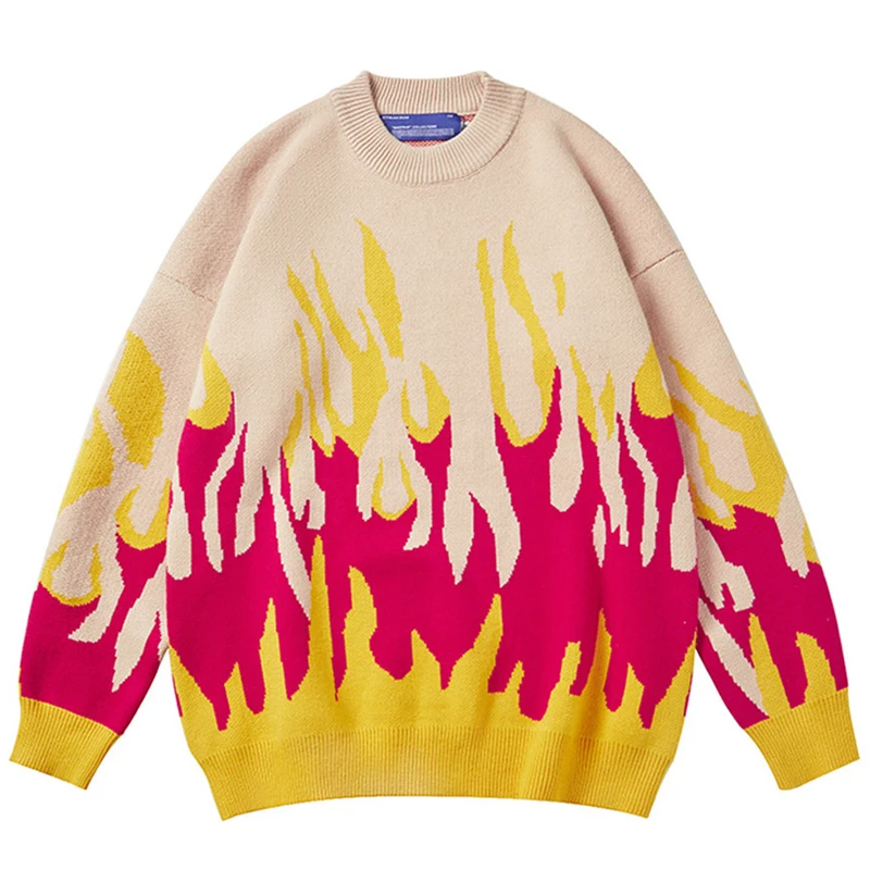 Hip Hop Streetwear Knitted Sweater Men Fire Flame Print Harajuku Pullover 2021 Couple Autumn Cotton Casual Sweater Pullover
Hip Hop Streetwear Knitted Sweater Men Fire Flame Print Harajuku Pullover 2021 Couple Autumn Cotton Casual Sweater Pullover