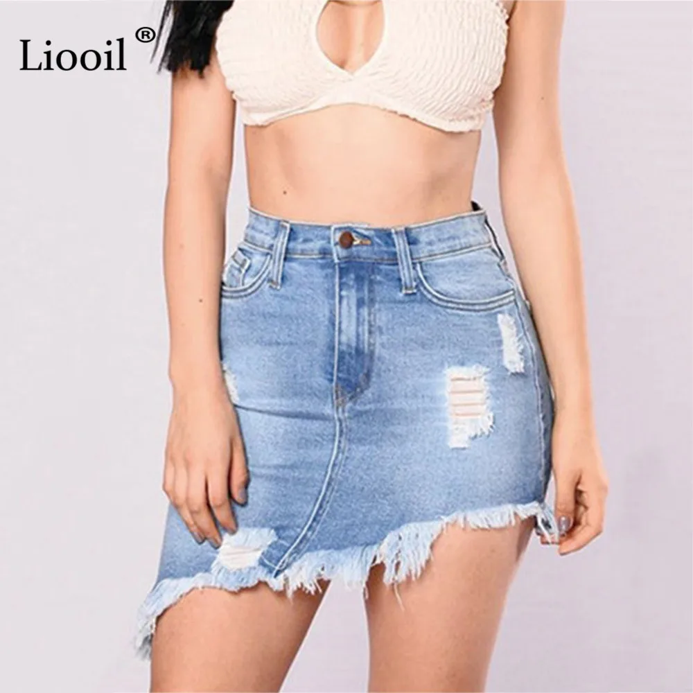 Liooil Blue Cotton Denim High Waist Skirts With Pockets Women Rave Clothes Streetwear Asymmetrical Sexy Hole Tassel Mini Skirts
Liooil Blue Cotton Denim High Waist Skirts With Pockets Women Rave Clothes Streetwear Asymmetrical Sexy Hole Tassel Mini Skirts