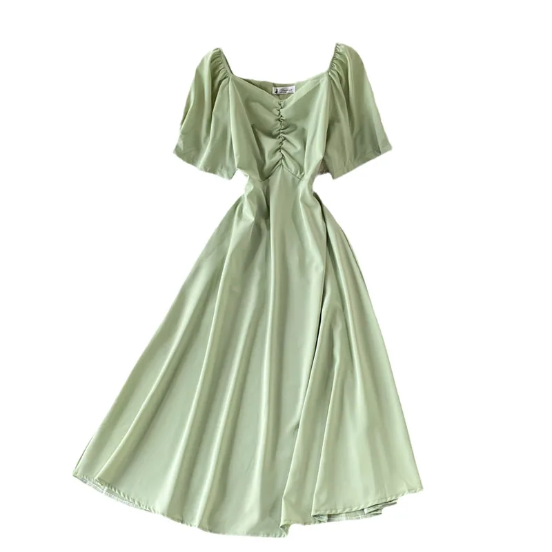 High waist temperament retro puff sleeves midi dress summer V-neck dress short sleeves dress vintage elegant dress vestido
High waist temperament retro puff sleeves midi dress summer V-neck dress short sleeves dress vintage elegant dress vestido