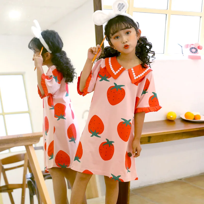 Cotton Nightdress Little Teen Girl Short Sleeved Pajamas Dresses Children Cartoon Summer Nightgown Home Clothes Kids Sleepwear
Cotton Nightdress Little Teen Girl Short Sleeved Pajamas Dresses Children Cartoon Summer Nightgown Home Clothes Kids Sleepwear