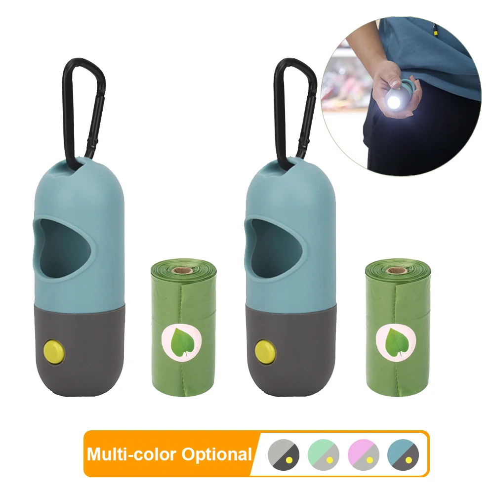 

Dog Poop Bag Dispenser with Built-in LED Flashlight and Metal Clip for Leash Pet Waste Bag Holder Dog Walking with Garbage Bag