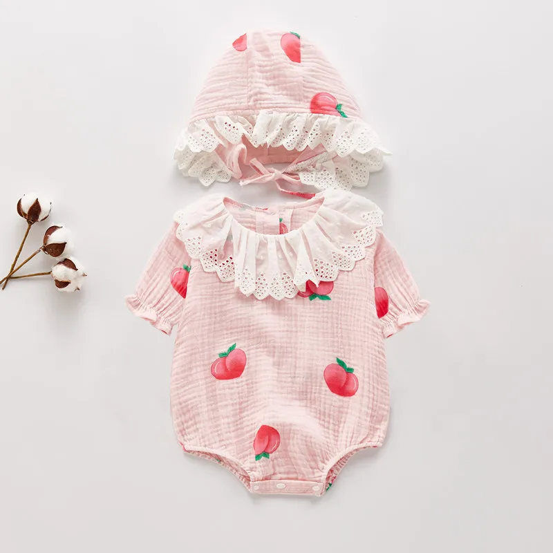 0-18M Beautiful Spring 2pcs Baby Girls Romper bodysuit+hat Cotton Toddler Newborn babys Clothing Fruit Strawberry Print Romper
0-18M Beautiful Spring 2pcs Baby Girls Romper bodysuit+hat Cotton Toddler Newborn babys Clothing Fruit Strawberry Print Romper