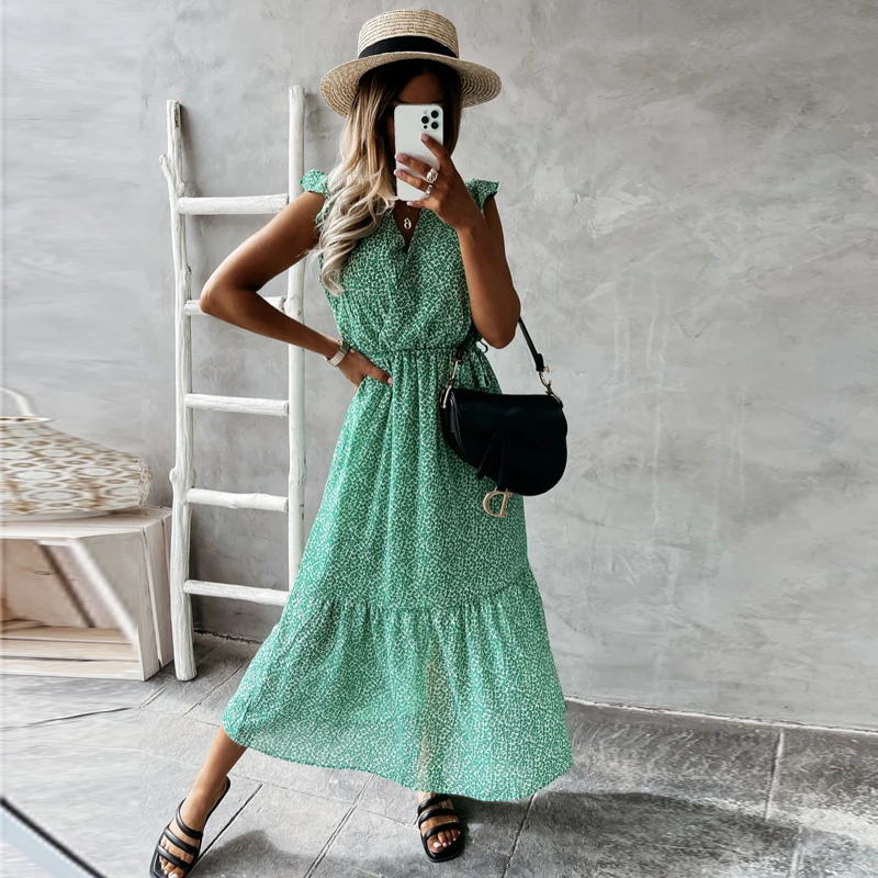Women V Neck Loose Dress Summer 2021 New Printed Lace Up Pleated Ruffled Sleeveless Dress Casual Bohemian Beach Holiday Dress
Women V Neck Loose Dress Summer 2021 New Printed Lace Up Pleated Ruffled Sleeveless Dress Casual Bohemian Beach Holiday Dress