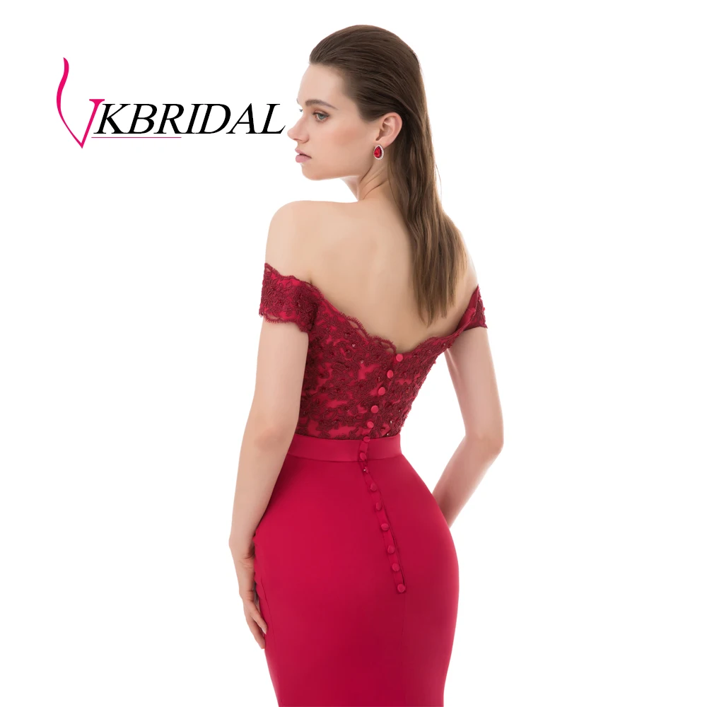 Женское длинное вечернее платье-Русалка VKBRIDAL красное элегантное бальное платье