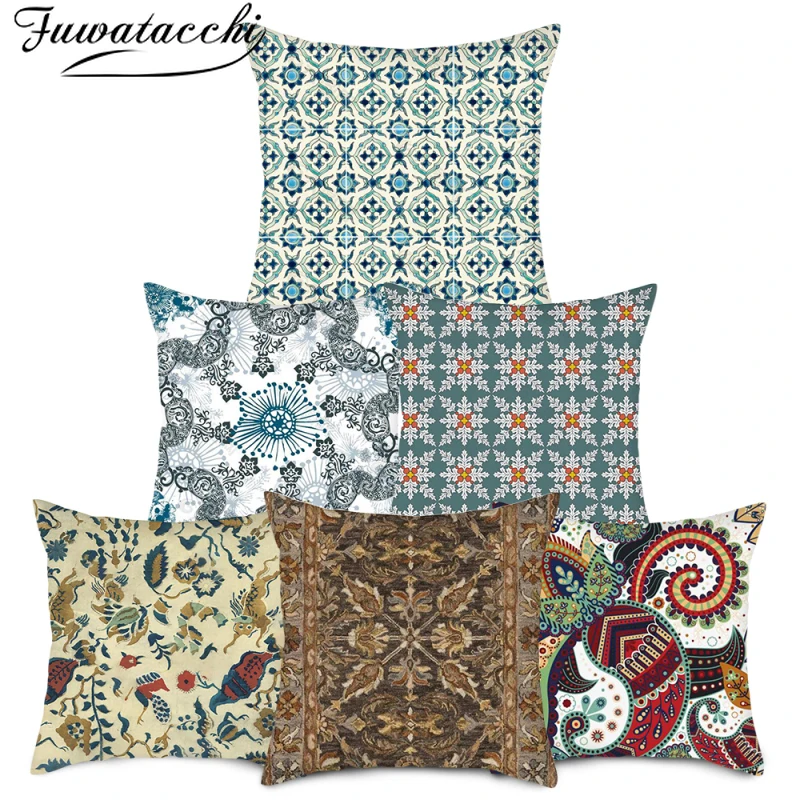 Fuwatacchi Linen Vintage Cushion Cover 45x45 Geometric Flower Pattern Pillow Covers for Home Sofa Decor Pillowcases Funda Cojin 
Fuwatacchi Linen Vintage Cushion Cover 45x45 Geometric Flower Pattern Pillow Covers for Home Sofa Decor Pillowcases Funda Cojin