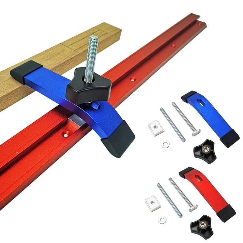 

K1KA Woodworking Jig Universal T Track Hold Down Clamps 8mm Threaded Screw for Fixed Clamping Jigs Aluminum Alloy Durable