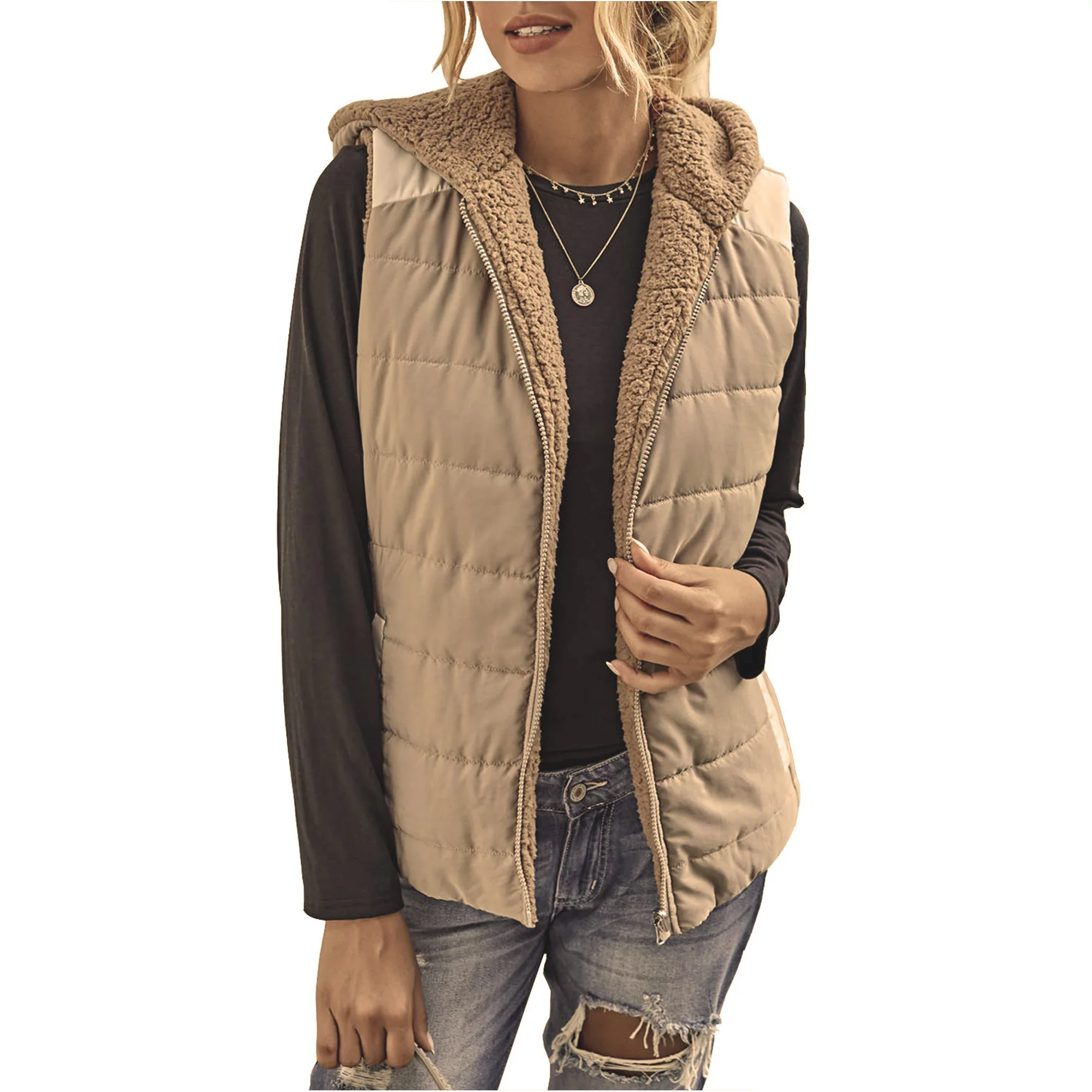 Women's Sleeveless Plush Hoodies Vest Winter Thicken Loose Warm Cotton Padded Jacket Female Sleeveless Waistcoat Plus Size 3XL
Women's Sleeveless Plush Hoodies Vest Winter Thicken Loose Warm Cotton Padded Jacket Female Sleeveless Waistcoat Plus Size 3XL