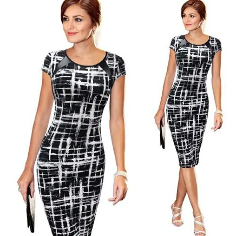 Elegant Women Dresses Bodycon Office Formal Business Work Party Sheath Tunic Pencil Midi O-neck Short Sleeves Dress
Elegant Women Dresses Bodycon Office Formal Business Work Party Sheath Tunic Pencil Midi O-neck Short Sleeves Dress