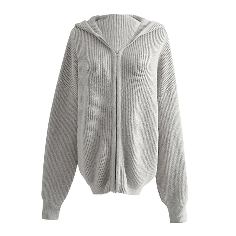 Simple Casual Knitted Cardigan Women Autumn Winter Gray Cardigan Long Sleeve Loose Female Zipper Knitwear Sweaters Oversize Tops 
Simple Casual Knitted Cardigan Women Autumn Winter Gray Cardigan Long Sleeve Loose Female Zipper Knitwear Sweaters Oversize Tops