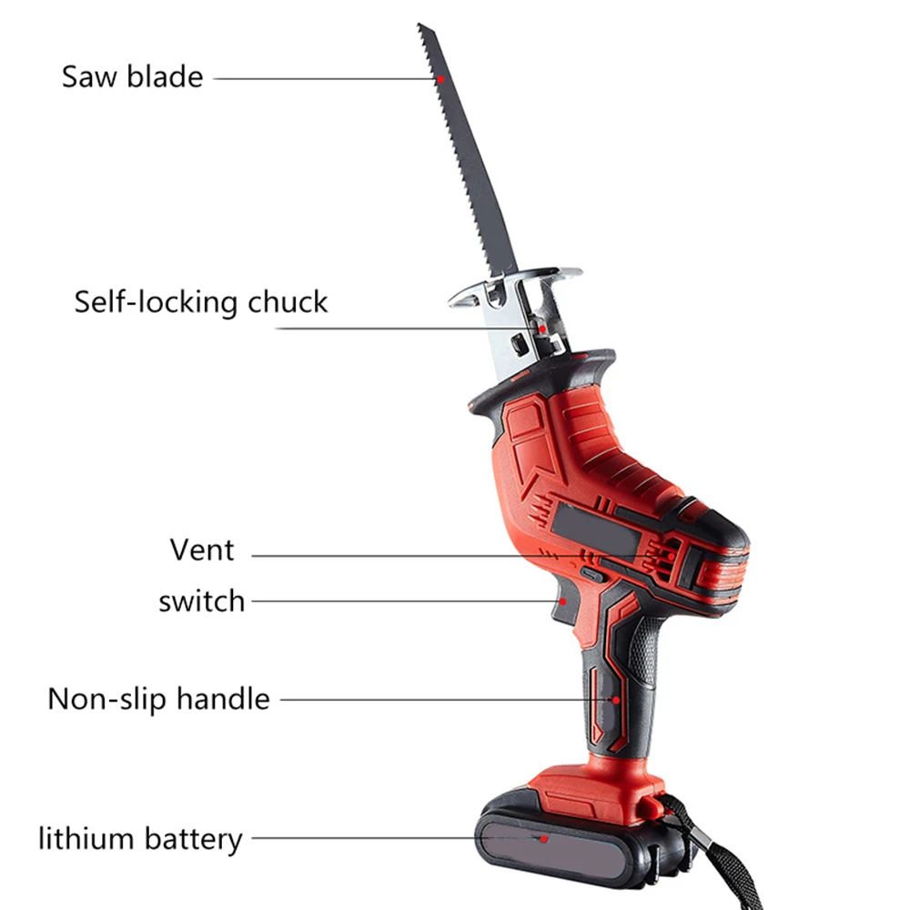 21V Cordless Reciprocating Saw Cutter Tool Rechargeable Saw Replacement Electric Saw Metal Wood Cutting Machine Tool Machine
21V Cordless Reciprocating Saw Cutter Tool Rechargeable Saw Replacement Electric Saw Metal Wood Cutting Machine Tool Machine
