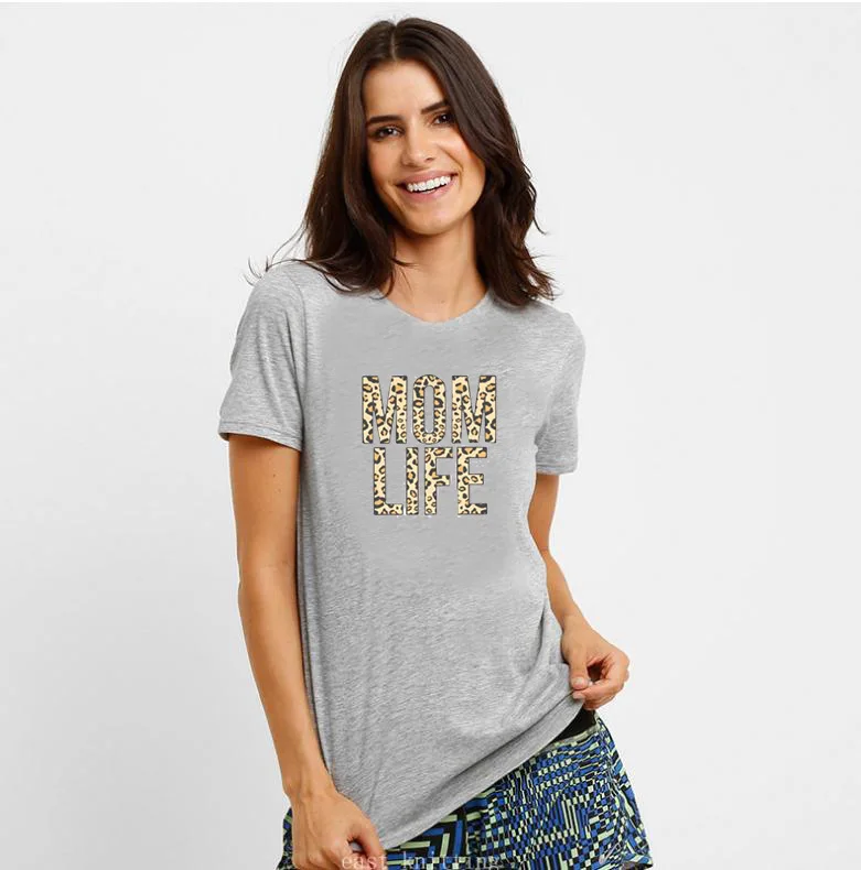 Summer Women Tee Shirt Tops Mujer Leopard MOM LIFE Letter Print T Shirt Women Short Sleeve O Neck Loose Tshirt
Summer Women Tee Shirt Tops Mujer Leopard MOM LIFE Letter Print T Shirt Women Short Sleeve O Neck Loose Tshirt