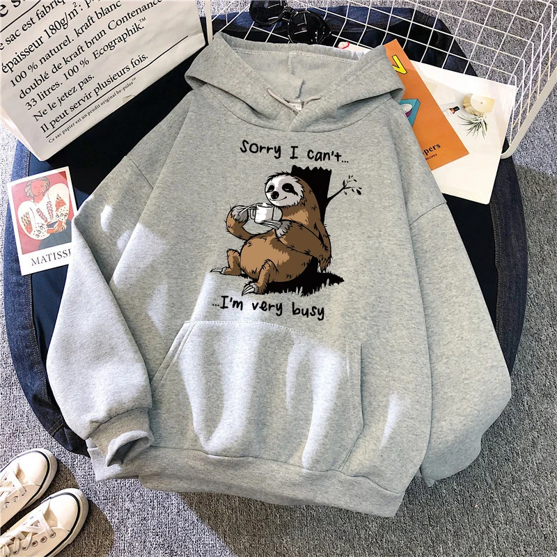 Autumn Women's Hoodie Cartoon Sloth Sweater Sorry, I Can't, I'm Very Busy Letter Print Pullover Fashion Retro Winter Men Hoodie
Autumn Women's Hoodie Cartoon Sloth Sweater Sorry, I Can't, I'm Very Busy Letter Print Pullover Fashion Retro Winter Men Hoodie