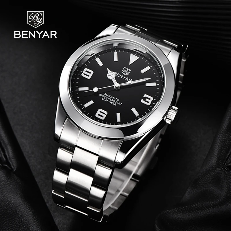 

BENYAR Design 2021 New Top Luxury Men Automatic Mechanical Business Watch,multi-functional Waterproof Alloy Strap Luminous Watch