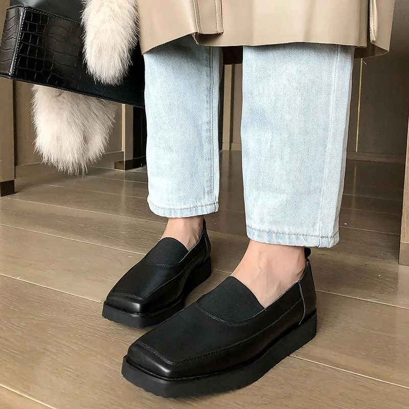 New Genuine Leather Flat Platform Shoes Casual Slip-On Square Toe Spring/Autumn Women's Shoes Handmade Size 34-39 College style
New Genuine Leather Flat Platform Shoes Casual Slip-On Square Toe Spring/Autumn Women's Shoes Handmade Size 34-39 College style