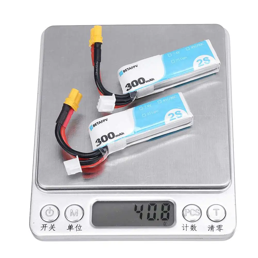 2PCS BETAFPV 2S 7.4V 300mAh 45C Li-ion Battery for FPV Racing Drone Model Toys RC Quadcopter Multicopter Multirotor w/ XT30 Plug
2PCS BETAFPV 2S 7.4V 300mAh 45C Li-ion Battery for FPV Racing Drone Model Toys RC Quadcopter Multicopter Multirotor w/ XT30 Plug