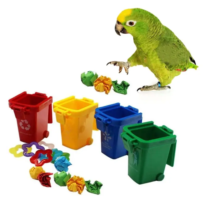 4 Pcs/Set Mini Trash Can Garbage Bin Peony Parrot Intelligence Training Toys Pet Supply 97QD 
4 Pcs/Set Mini Trash Can Garbage Bin Peony Parrot Intelligence Training Toys Pet Supply 97QD