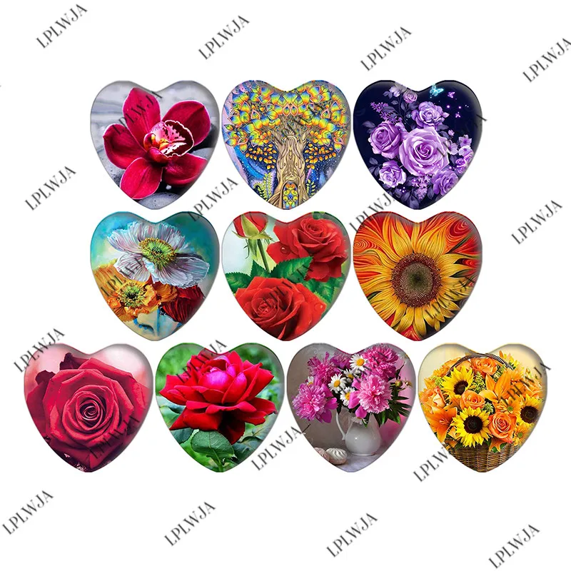 Zdying Red Purple Rose Flower Mixed Photo Sunflower Heart Shape Glass Cabochons Cover Pendant Cameo Settings Jewelry Findings 
Zdying Red Purple Rose Flower Mixed Photo Sunflower Heart Shape Glass Cabochons Cover Pendant Cameo Settings Jewelry Findings