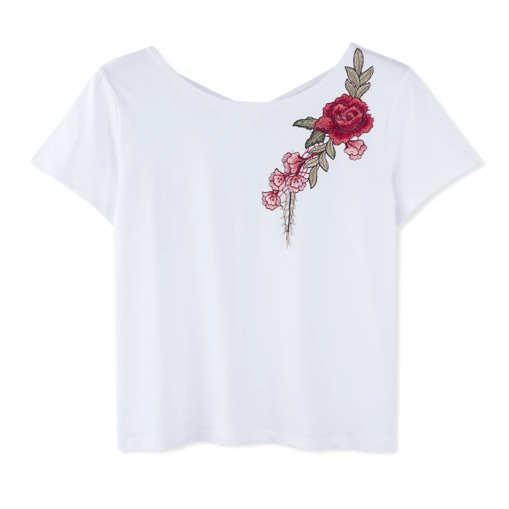 Neatie kiddie Fashion White Floral Embroidery Short Sleeve Summer Tee shirt Female T-shirt Women Clothes Casual Tshirt
Neatie kiddie Fashion White Floral Embroidery Short Sleeve Summer Tee shirt Female T-shirt Women Clothes Casual Tshirt