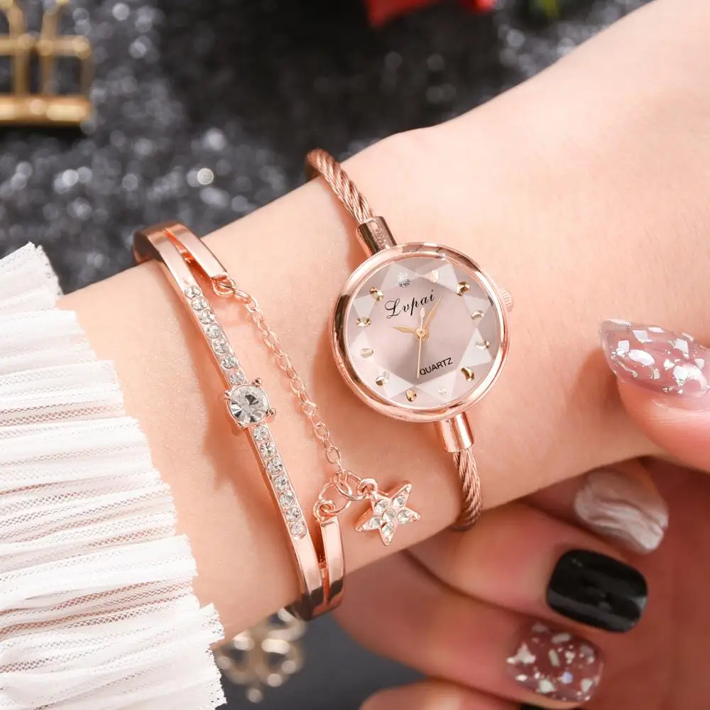 Часы Lvpai женские маленькие под розовое золото брендовые геометрические со