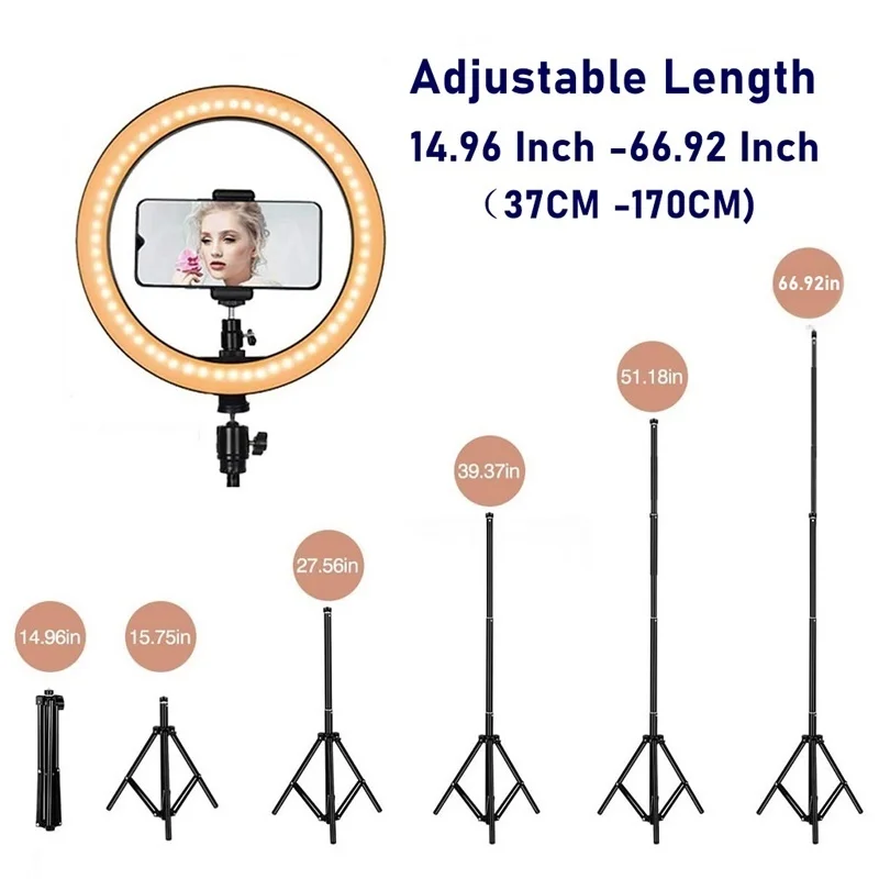 Dimmable LED Selfie Ring Fill Light Phone Camera Led Ring Lamp With Tripod For Makeup Video Live Aro De Luz Para Celular Tripode
Dimmable LED Selfie Ring Fill Light Phone Camera Led Ring Lamp With Tripod For Makeup Video Live Aro De Luz Para Celular Tripode