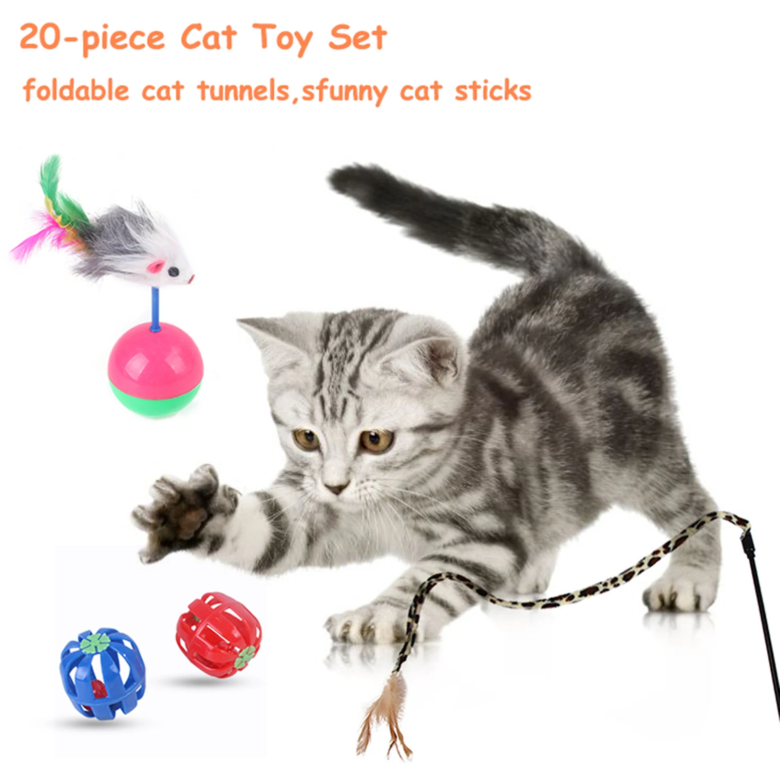 20PCS Cat Toys Set Cats Tunnel Interactive Fun Durable Kitty Toy Funny Cat Toy Set Funny Cat Stick Sisal Ball Cat Supplies
20PCS Cat Toys Set Cats Tunnel Interactive Fun Durable Kitty Toy Funny Cat Toy Set Funny Cat Stick Sisal Ball Cat Supplies