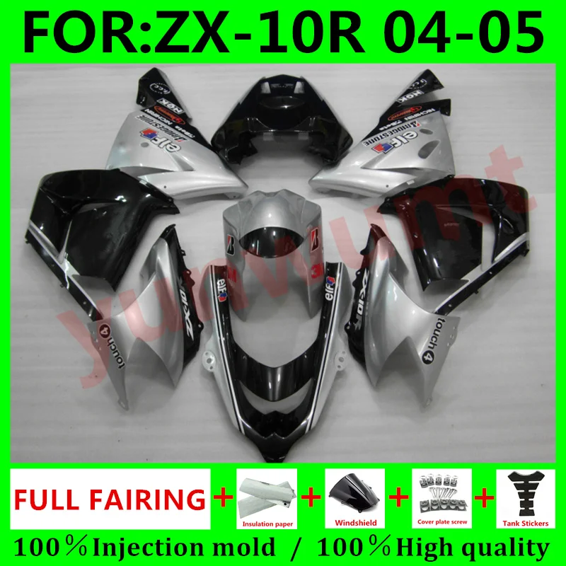 New Motorcycle Fairings For Kawasaki ZX10R ZX-10R 04 05 Year ZX 10R 2004 2005 ABS Fairing Kit Full Covers Bodywork black silver
New Motorcycle Fairings For Kawasaki ZX10R ZX-10R 04 05 Year ZX 10R 2004 2005 ABS Fairing Kit Full Covers Bodywork black silver
