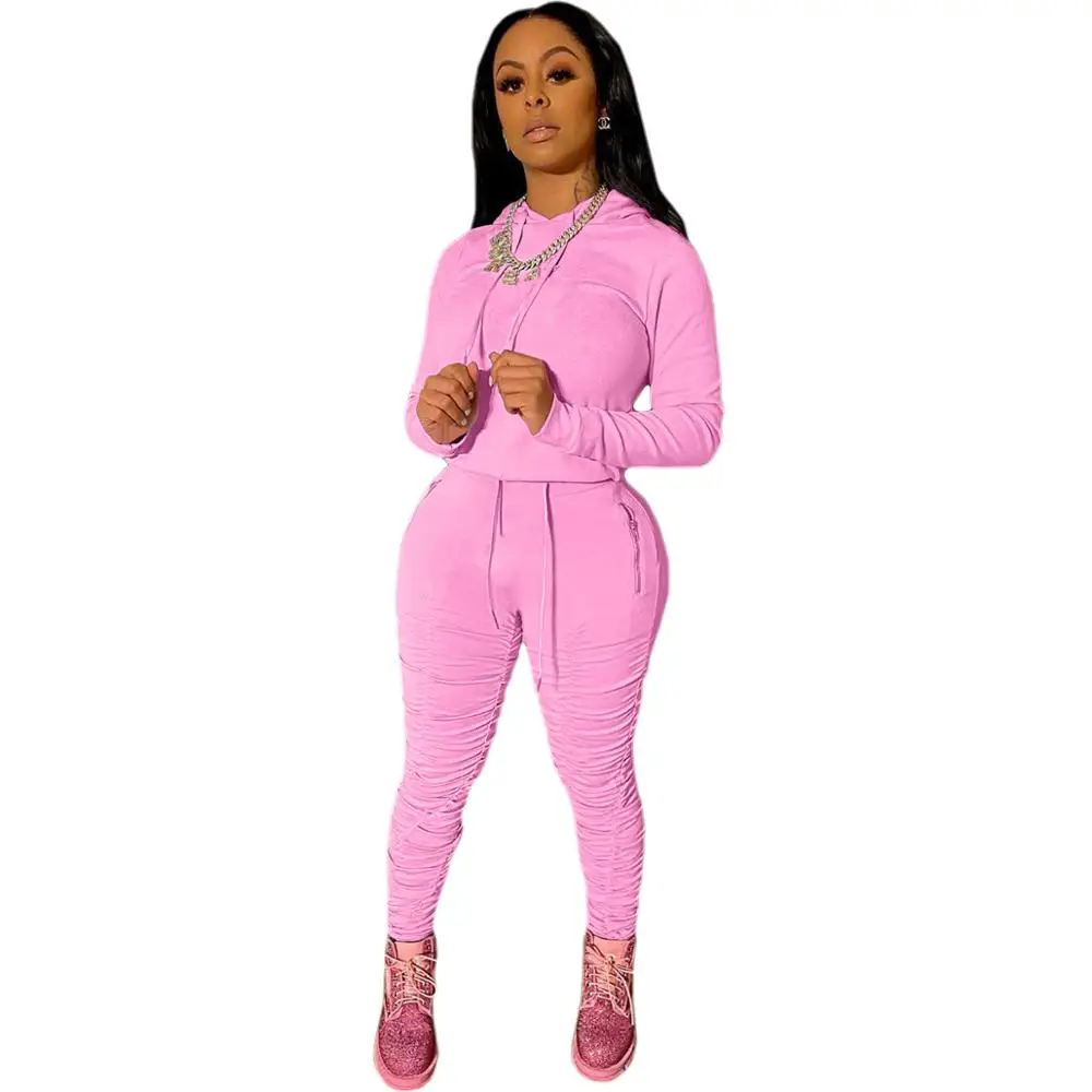 Solid Two Pieces Tracksuits Women Hooded Neck Long Sleeve Skinny Tops High Waist Drawstring Pencil Pants Sets For Sports Party
Solid Two Pieces Tracksuits Women Hooded Neck Long Sleeve Skinny Tops High Waist Drawstring Pencil Pants Sets For Sports Party