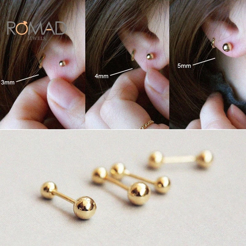 ROMAD 3/4/5mm Women Double-headed Round Beads Threaded Earrings 925 Sterling Silver Buckle Stud Earrings Female Gold Jewelry
ROMAD 3/4/5mm Women Double-headed Round Beads Threaded Earrings 925 Sterling Silver Buckle Stud Earrings Female Gold Jewelry