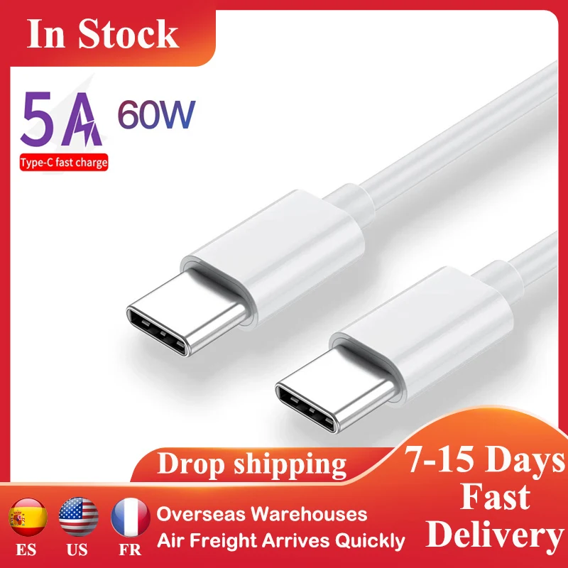 Type C Cable USB C to USB C 5A 60W PD Fast Charger Data Line for Xiaomi Huawei Samsung S20 for MacBook Pro Phone Charging Cord
Type C Cable USB C to USB C 5A 60W PD Fast Charger Data Line for Xiaomi Huawei Samsung S20 for MacBook Pro Phone Charging Cord