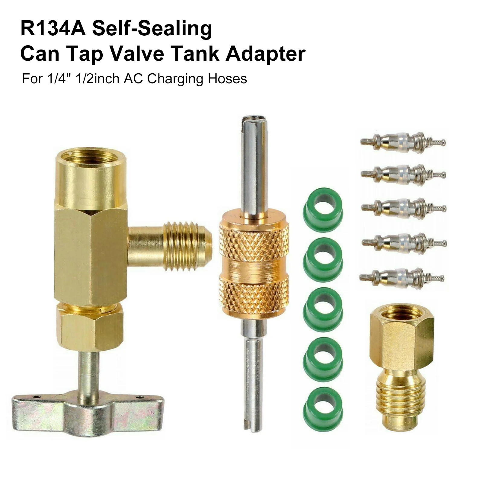 R134A Refrigerant Self-Sealing Can Tap Valve Piercing Style A/C Tank Refrigerant Dispenser with Adapter Valve Core Remover
R134A Refrigerant Self-Sealing Can Tap Valve Piercing Style A/C Tank Refrigerant Dispenser with Adapter Valve Core Remover