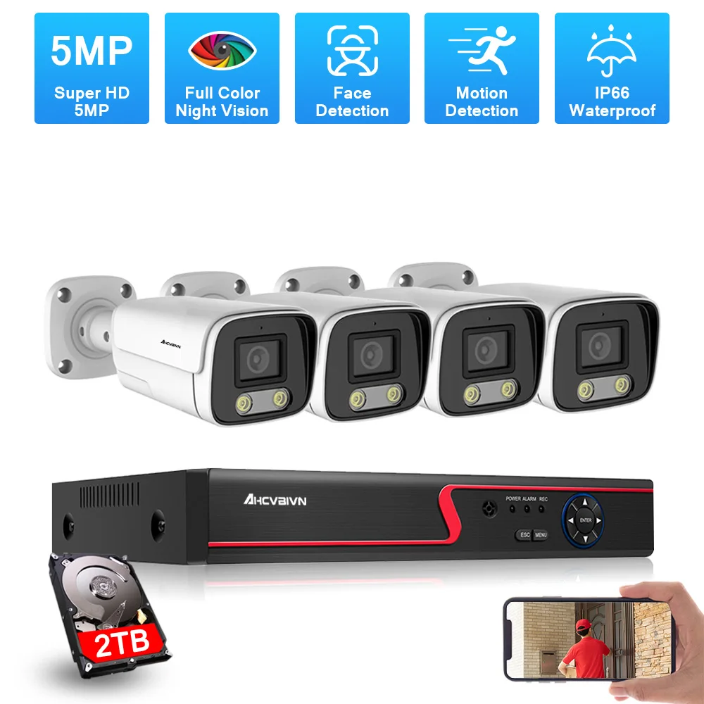 5MP Ultra HD Video Security System H.265 4CH DVR Kit With Full Color Night Vision Bullet Camera Outdoor Waterproof P2P
5MP Ultra HD Video Security System H.265 4CH DVR Kit With Full Color Night Vision Bullet Camera Outdoor Waterproof P2P