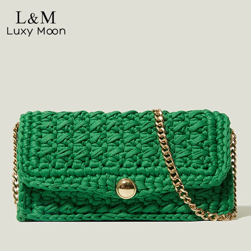 Women's Hand-Woven Bag For Women Strip Thread Hook Knitted Shoulder Bag New Small Flap Handbag Woolen Chain Crossbody Bag X872H
Women's Hand-Woven Bag For Women Strip Thread Hook Knitted Shoulder Bag New Small Flap Handbag Woolen Chain Crossbody Bag X872H