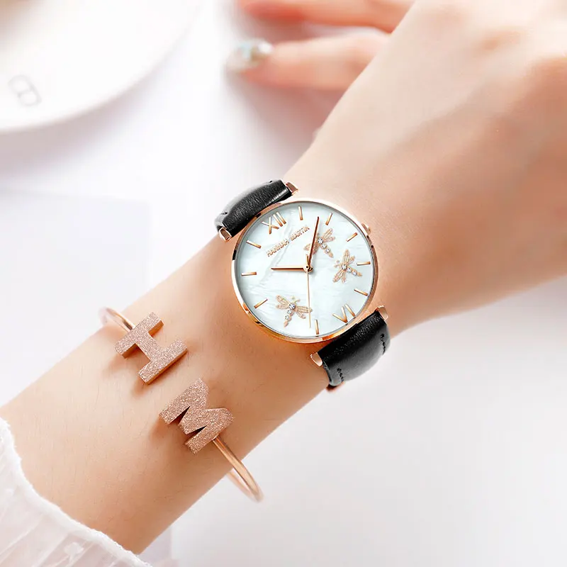 2021 New Style Dragonfly Waterproof Steel Bracelet With Japanese Movement Pearl Shell Face Watch For Ladies Leather Straps
2021 New Style Dragonfly Waterproof Steel Bracelet With Japanese Movement Pearl Shell Face Watch For Ladies Leather Straps
