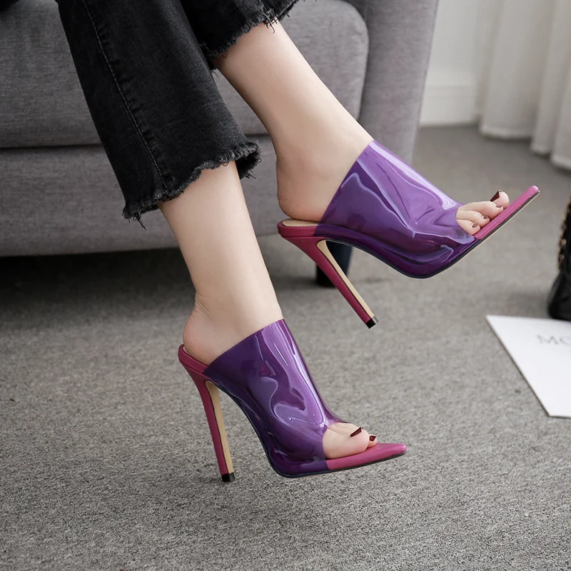 

Sandals Color High-heeled Shoes Will Code Woman Candy Color Transparent Sharp Sexy