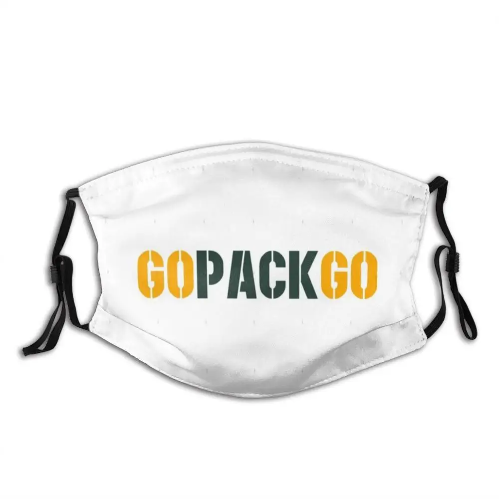 Go Pack смешной принт многоразовые фильтры Pm2.5 маска для лица Golang Packers Green Bay Football Super