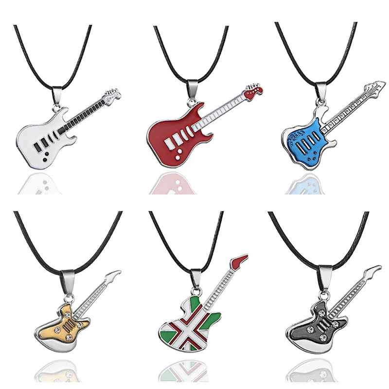 Stainless Steel Guitar Pendant Necklace For Woman Man Leather Chain Chokers Cool Punk Clavicle Chain Fashion Jewelry Accessories
Stainless Steel Guitar Pendant Necklace For Woman Man Leather Chain Chokers Cool Punk Clavicle Chain Fashion Jewelry Accessories
