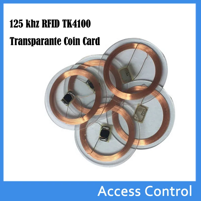 20 шт. 125 кГц RFID EM4100 TK4100 прозрачная монетная карта (25 мм) Id для бирок контроля