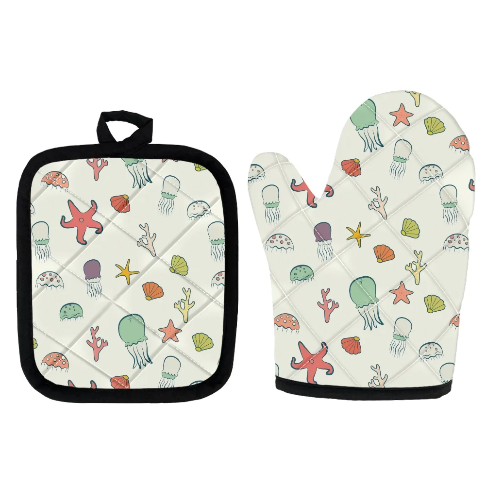 Kitchen Oven Mitt and Heat Resistant Pot Pad Set Sea Elements Design Anti-Hot Gloves Cute Microwave Oven Mitts Baking Accessory
Kitchen Oven Mitt and Heat Resistant Pot Pad Set Sea Elements Design Anti-Hot Gloves Cute Microwave Oven Mitts Baking Accessory