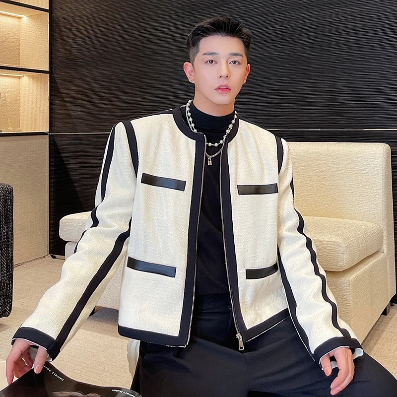 2021 New Men Vintage Fashion Stipe Splice Zipper Collarless Short Jacket Autumn Man Streetwear Korean Trend Coat top
2021 New Men Vintage Fashion Stipe Splice Zipper Collarless Short Jacket Autumn Man Streetwear Korean Trend Coat top