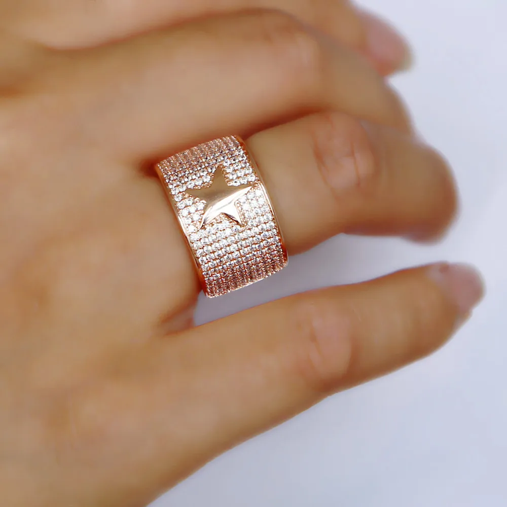 2021 розовое золото Цвет в стиле хип-хоп Для женщин Micro Pave Cz кольцо обручальное