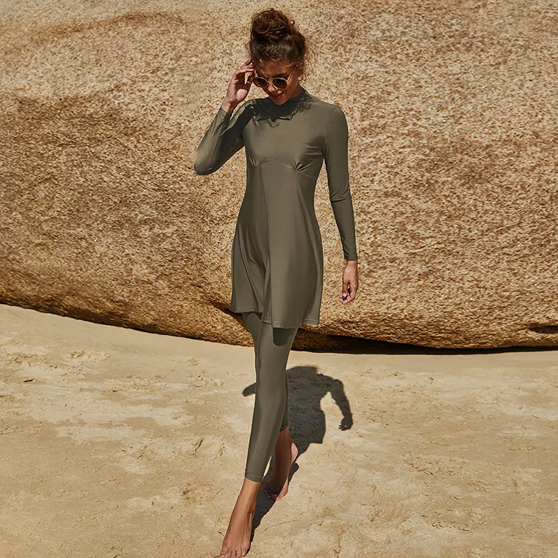 Летние мусульманские купальники Burkini Женский комплект из двух предметов
