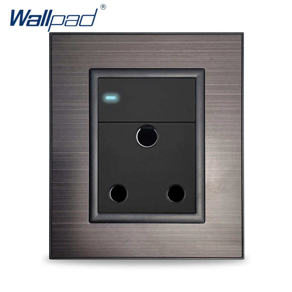 Wallpad 1 Gang 2 Way With LED Indicator UK 3 Pin Socket Black Stainless Steel Panel Wall Electric Power Outlet 15A AC 110~250V
Wallpad 1 Gang 2 Way With LED Indicator UK 3 Pin Socket Black Stainless Steel Panel Wall Electric Power Outlet 15A AC 110~250V