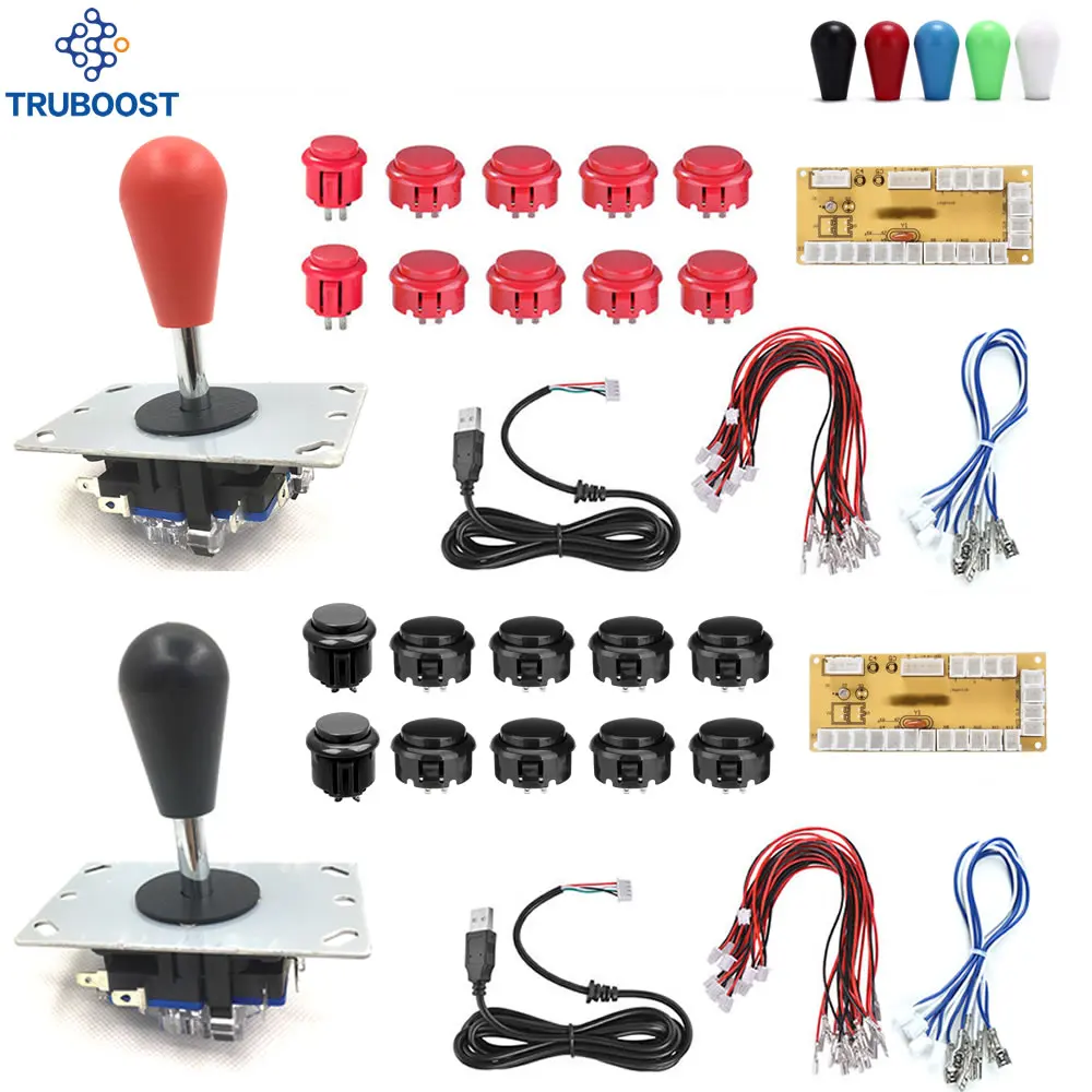 2 игрока DIY аркадный джойстик 2Pin кабель 24 мм/30 мм кнопки USB энкодер доска PC цвет ful