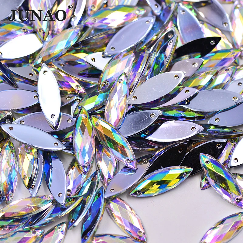 JUNAO 7*21mm 8*26mm Glitter Sewing Crystal AB Flatback Rhinestone Horse Eye Strass Acrylic Crystals Sew On Beads For DIY Crafts
JUNAO 7*21mm 8*26mm Glitter Sewing Crystal AB Flatback Rhinestone Horse Eye Strass Acrylic Crystals Sew On Beads For DIY Crafts