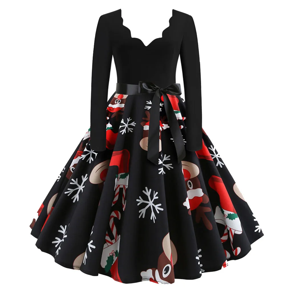 Christmas explosive dress ladies long-sleeved Christmas retro long-sleeved note printing dress retro horn dress robe noel платье
Christmas explosive dress ladies long-sleeved Christmas retro long-sleeved note printing dress retro horn dress robe noel платье