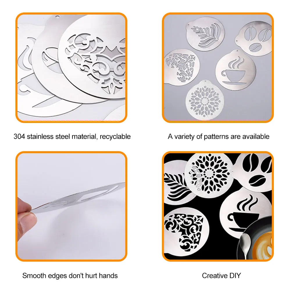 5pcs Stainless Steel Coffee Wreath Mould DIY Layering Stencils Wall Cappuccino Template Garland Mould Cake Decorating Coffeeware
5pcs Stainless Steel Coffee Wreath Mould DIY Layering Stencils Wall Cappuccino Template Garland Mould Cake Decorating Coffeeware