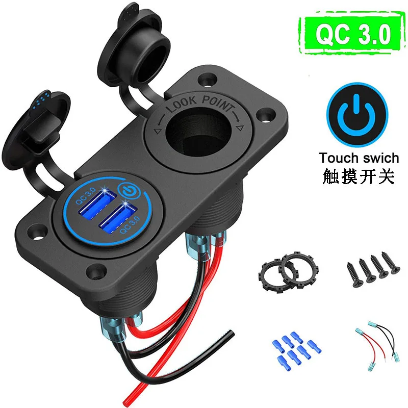 12V 24V Dual QC 3.0 USB Fast Car Charger Socket Power Outlet 200W Fast Car Charger with Touch Switch for Car Boat Motorcycle Van
12V 24V Dual QC 3.0 USB Fast Car Charger Socket Power Outlet 200W Fast Car Charger with Touch Switch for Car Boat Motorcycle Van