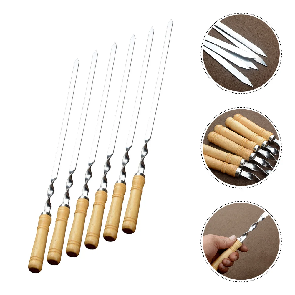 6pcs BBQ Skewers Stainless Stell Barbecue Skewers Flat Kebab Sticks with Handle 
6pcs BBQ Skewers Stainless Stell Barbecue Skewers Flat Kebab Sticks with Handle