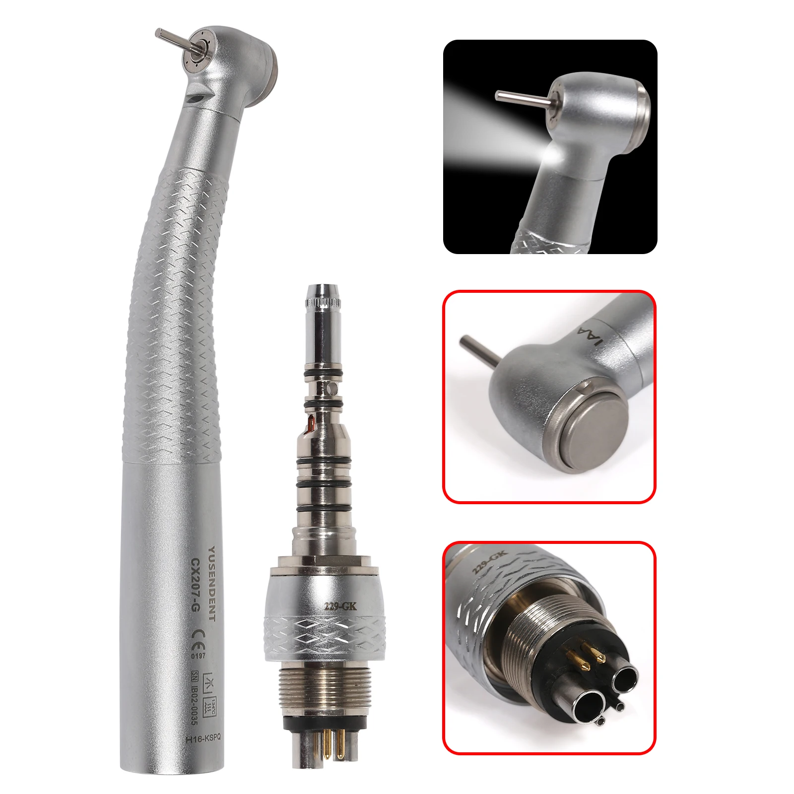 

Fit KAVO/NSK Sirona Dental Fiber Optic LED 6Hole Push button Turbine Triple Spray Handpiece /6Hole Quick Coupler/Replace Rotor